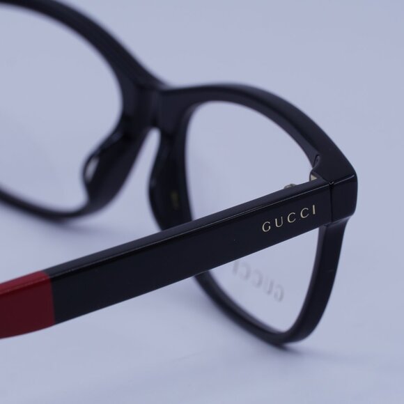 Gucci GG0162OA 003 Eyeglasses Black/Red/Green 55mm Rectangle Frame - Picture 7 of 9